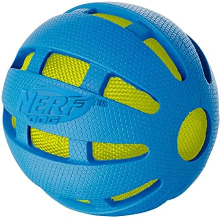 Гумена топка за изчисления на Nerf Dog 3.8 инча – Синьо със Зелено Чувал за Криза
