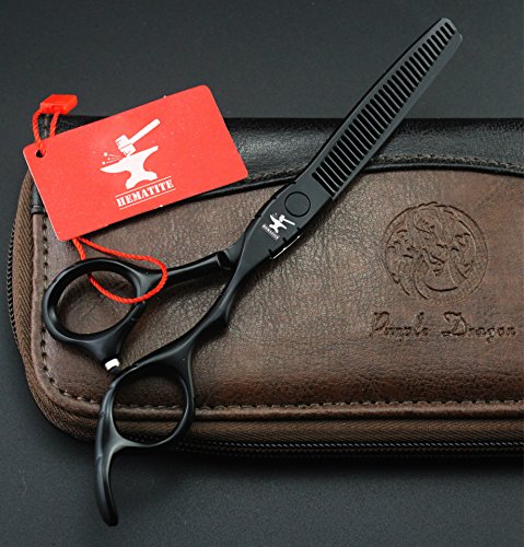 Комплект ножици за Подстригване Черно 6 и 5.5 За Фризьорски салони, Режещи ножици и филировочных ножица (набор от 5,5