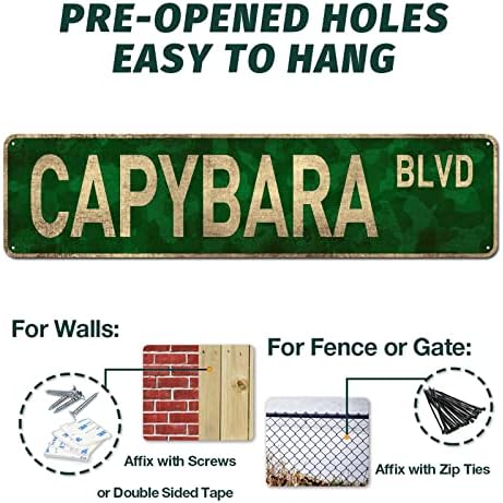 Уличен Знак CIVOTIL Capybara Blvd, Подарък за Любителите на Декор, Забавна Стена с Животни за дома/Спални/Мъжки Пещера,