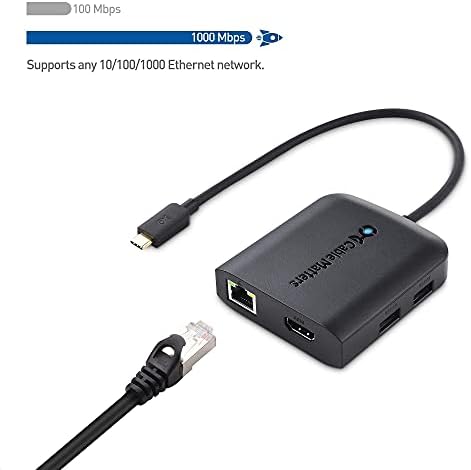 Кабелен концентратор USB C с резолюция 4K, HDMI, зареждане с 80 W, гигабитным Ethernet и 3-кратно USB черен цвят Портове