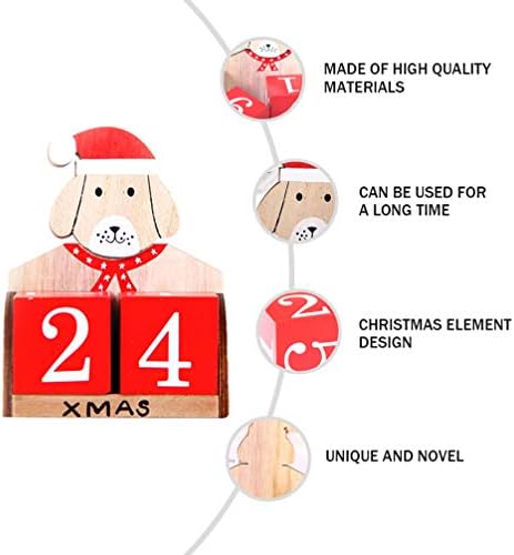 PORTABLE Дървена Коледен Календар за Обратно Броене Дядо Шапка Куче Адвент Календар Блокове Декорация на Коледната Трапеза
