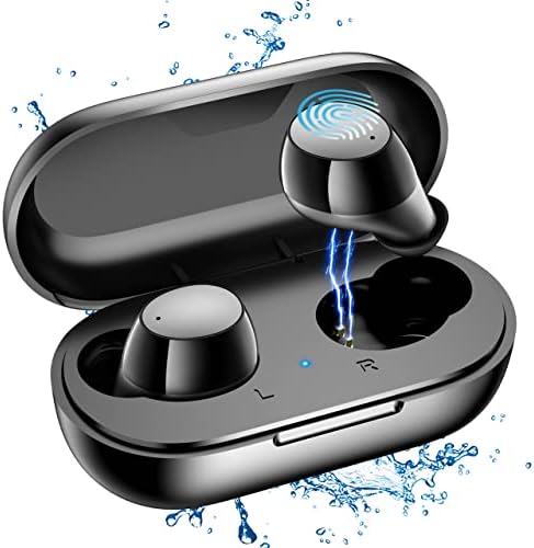 Безжични Слушалки Lanteso, Bluetooth-Втулки с Микрофони, Ясен разговор, Сензорно Управление IPX5, Водоустойчив ушите
