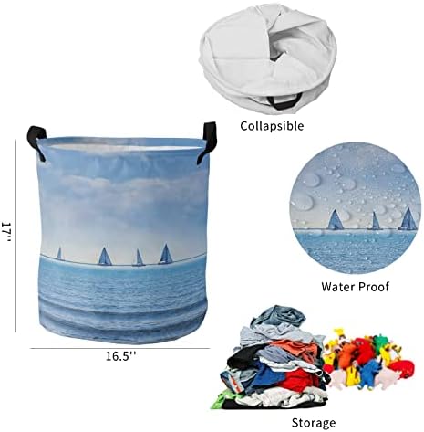 Кошница за дрехи WALNUTA Blue, Органайзер за баня, Сгъваема кошница за дрехи, кошница за съхранение на мръсни дрехи (Цвят: