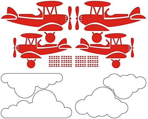 JUEKUI Самолет Стикер на стената Самолет с Облаците Стикер на Стената за по-Малките Момчета Украса Спални Боец Стенен Декор WS65 (Червено и бяло)