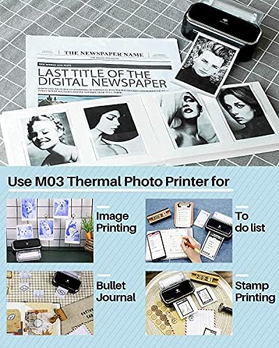 Phomemo M03 Notes Printer - Портативен принтер, фото принтер с 3 ролята на 2-инчов бял /прозрачен /Прозрачна термобумаги,