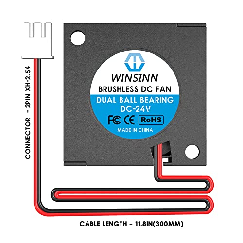 WINSINN 30 мм Вентилатор вентилатор 24, микро 24 Вольтовые Вентилатори Вентилатор 3010 с двойно шарикоподшипником, 30 мм x 10 мм 2PIN (опаковка от 2 бр.)
