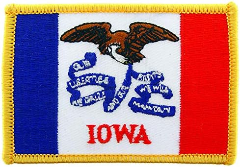 Правоъгълна нашивка с бродерия хартата на щата Айова, цвят поставили Желязо
