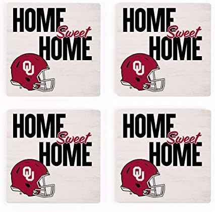 Home Sweet Home University of Oklahoma Sooners NCAA 4 x 4 Абсорбиращи керамични подложки Опаковка от 4