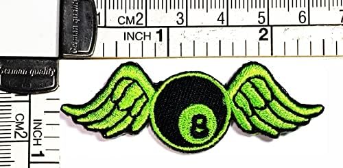 Kleenplus Мини Крилата на Летящ Балон Зелен Желязната на Нашивках Топка 8 Билярдна Модерен Стил Бродирана Мотив Апликация