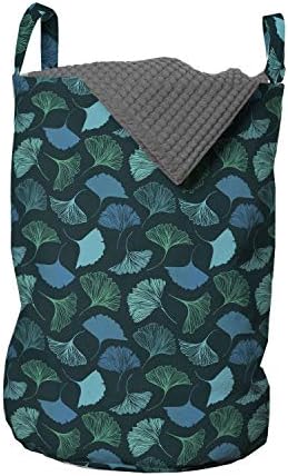 Тропически Чанта за дрехи Ambesonne, с Повтарящ се Модел под формата на екзотични листа на гинко цвят на Аквамарин, с