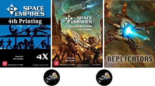 Space Empires 4X Комплект от базовата игра и допълнения Close Encounters и Replicators, както и 2 бутона Star Fighter