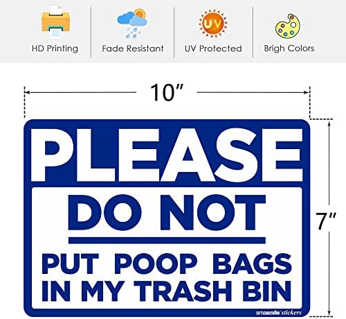 Моля, не поставяйте пакети с какашками в моето кошче за боклук, етикети за надписи, 4 опаковки, Винил 10 x7 4Mil, устойчиви