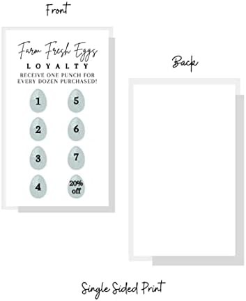Карта за лоялност Farm Fresh Eggs | 50 опаковки | визитка размер 2x3,5 инча | Пресни Селскостопански яйца | Аксесоари