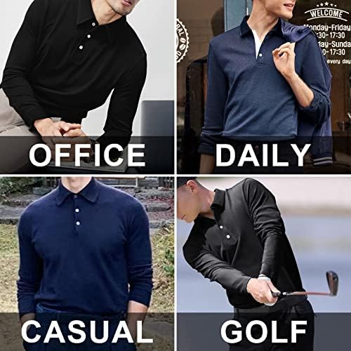 Мъжки ризи Поло с дълъг ръкав A WATERWANG, Дебнещ Памучни Ризи Топка за голф Базов дизайн