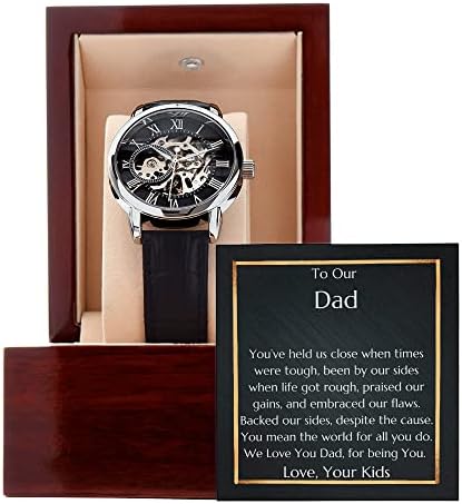 Подарък за татко Подарък от деца Мъжки ажурни Часовници за Подарък за Деня На бащите Ще Ни държат в Близост, Мъжки ажурни