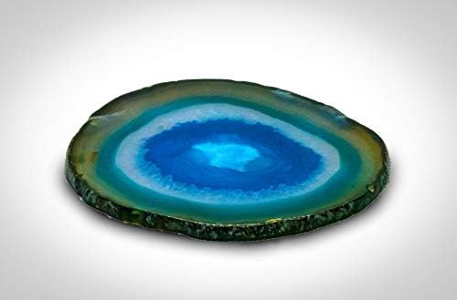 Поставка от син камък – Поставка за чаши от естествен боядисана кристал 3,5-4 инча - Подложка за чаши за напитки – Влакчета