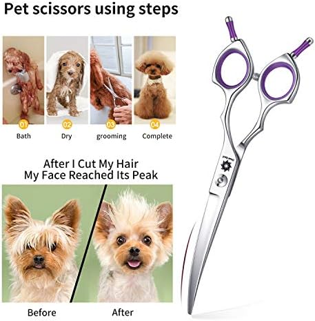 Ножици за подстригване на домашни любимци, Извити Ножици 6,5 инча, Извити ножици за Подстригване на котки и малки кучета