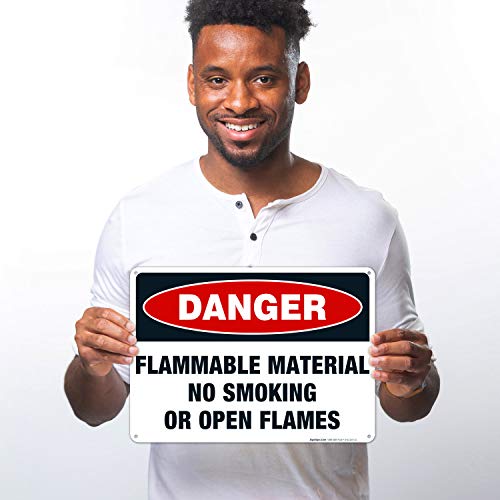 Знак Опасни запалими материали, знак Пушенето забранено или открит огън, 10x14 инча, Алуминий 0,040 без ръжда, устойчив