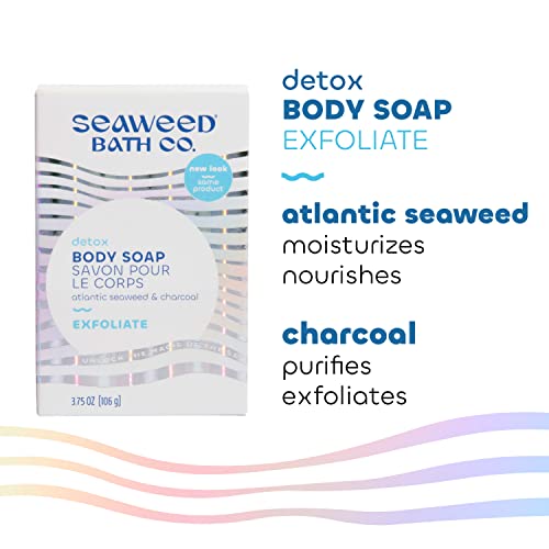 Сапун за тяло Seaweed Bath Co. Exfoliate Detox, 3,75 Унция, Екологично чисти морски Водорасли, активен въглен (Опаковка