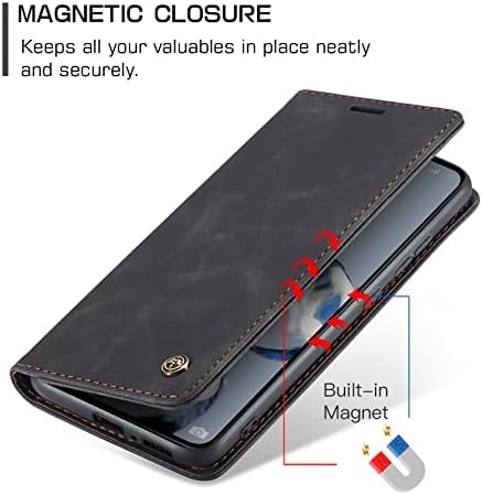 Чанта-портфейл XYX, Съвместим с Xiaomi Mi 12T / Mi 12T Pro, Матова Текстура, Панти Чанта-портфейл от изкуствена кожа в стил Ретро с Магнитна стойка, Отделения за карти, Черен