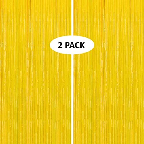 Buyuget 2 Опаковки Голям,3,2x8,2 метра на Тестени изделия и Жълта Сърма са С Ресни, на Фона На Завеса, за Украса на Парти
