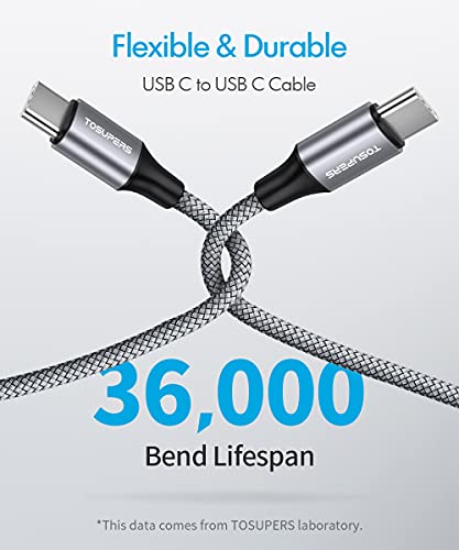USB кабел C-USB C [3 метра, 2], Бързо зареждане за 60 Вата, Кабел за зарядно устройство PD Type C в Оплетке за Samsung