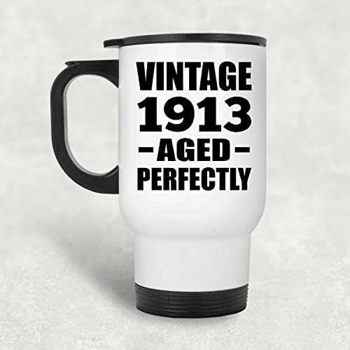 Designsify 110th Birthday Реколта 1913 Г., Са Хладнокръвни, Бяла Пътна Чаша 14 грама, на Изолиран Чаша от Неръждаема