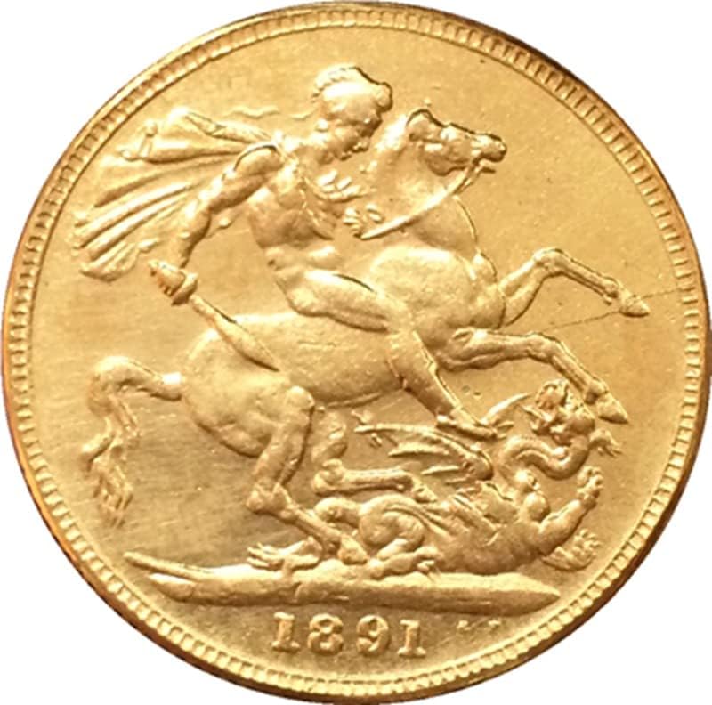 Британски монети 1891 Г. От Чиста Мед С Gilding, Колекция от Антични Сребърни Доларови монети Занаятите