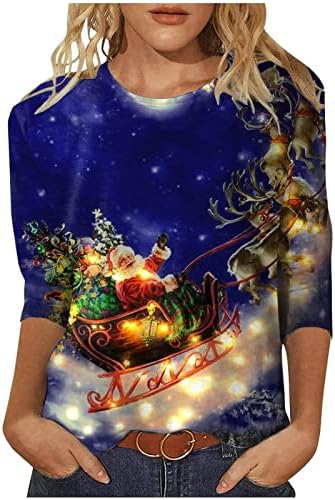 Коледни Ризи за Жени, Пуловер с Графичен принтом под формата на Елхи, Скъпа Празнична Риза, Туника, Върхове за носене