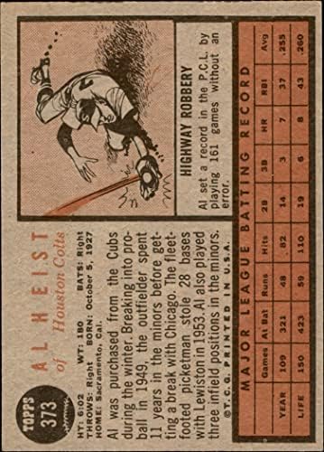 1962 Topps 373 Обир Хьюстонского кольта 45s (Бейзболна картичка) EX+ Colt 45s