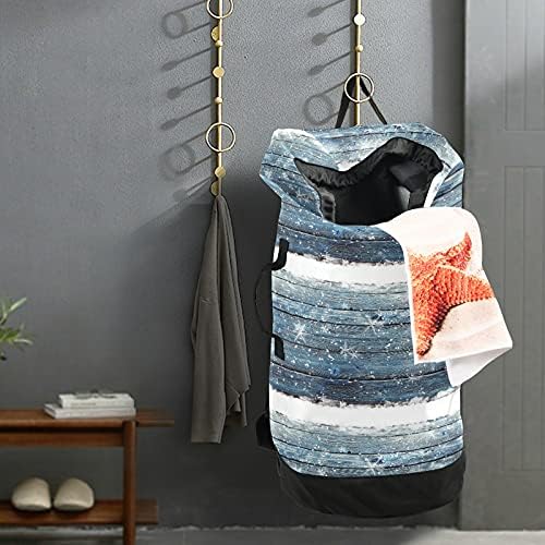 Зимна Чанта за пране във формата на Снежинки, Тежка Раница за пране на дрехи с плечевыми ремъци и дръжки, чанта за пране