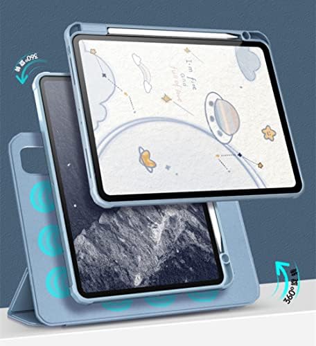 Калъф за iPad Air 5-то поколение 10,9 инча 2022, с възможност за завъртане на 360 градуса с помощта на Мощен магнит, Сменяем Прозрачен Калъф, Зарядно устройство за писалките с