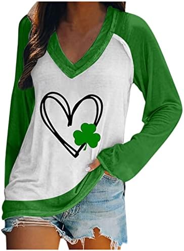 Ирландски Ризи за Жени, Зелени Ризи с дълъг ръкав за Жени, Деня на Св. Патрик, Върхове с Леопардовым Сърце, Графични