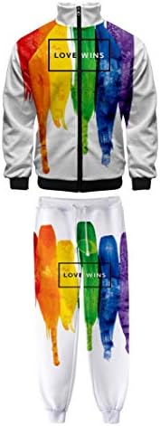 Honeystore Pride Месец ЛГБТ Спортен Костюм, Розова Яке Гей Лесби Флаг Панталони Комплект