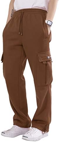 Мъжки спортни панталони-карго от плътно отвътре с джобове (на разположение в големи размери)