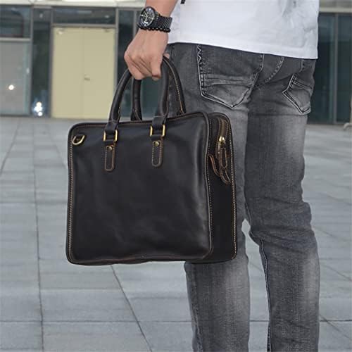 Дебел Ретро портфейл, Мъжка чанта за лаптоп от Естествена кожа, 14 инча, Ежедневни мъжки чанти, утайка от Бизнес чанта,
