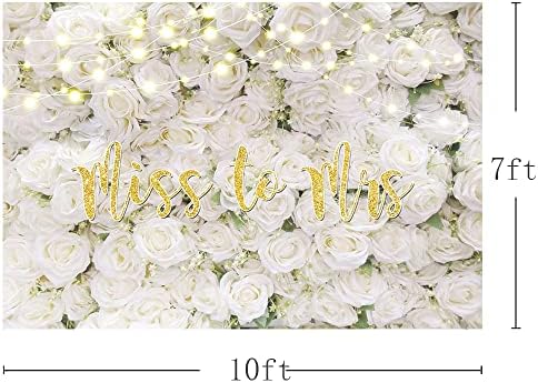 MEHOFOND 10x7ft Miss to Mrs Фона на Булчински Душ Бяло Цвете за Декорация на Стените на Сватбата Бъдещата Булка Годеж