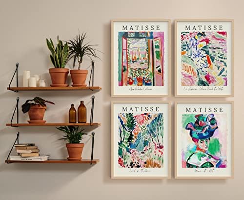 Matisse Розово-Синя серия от 4 картини с имена /Известно Изкуство Розово Декор на стая, Картина за Украса на стени, Картини