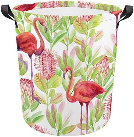 Чанта за дрехи Protea Flower Flamingo С Дръжки с Кръгла Кошница Водоустойчив Кошница За Съхранение Сгъваема 16,5 x 17,3