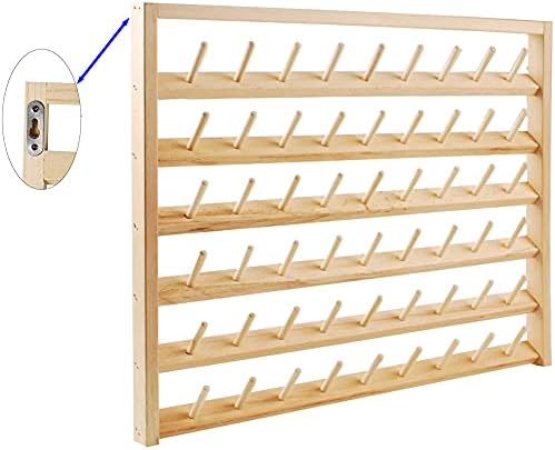 NW Дървен Държач за конци Стойка за конци за шиене и на бродерия и Организатор Стойка за конци за шиене с висящи куки