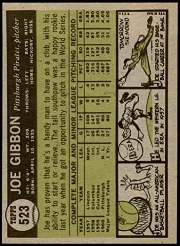 1961 Topps 523 Джо Гиббон Питсбърг Пайрэтс (Бейзболна картичка) NM+ Пирати