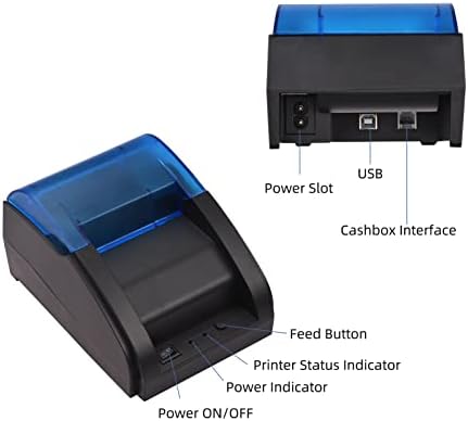 Мобилен принтер HUIOP, 58 мм USB Термопринтер за чекове, Директен Термотрансферен печат билет за банкноти, USB връзка,