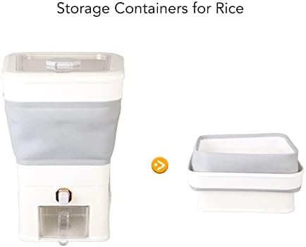 Контейнер за сухо ориз Biitfuu, Автоматичен контейнер за ориз от Pp и PET за дома (Бял)
