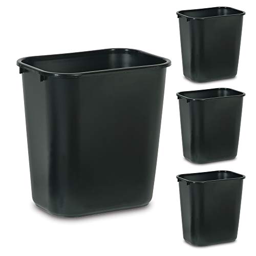 Кошче за отпадъци от полимерна смола Rubbermaid Commercial Products, черна (опаковка от 4 броя) и кошче за отпадъци от