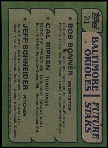 1982 Topps 21 Ориолс Кал кал ripken младши / Боб Бонер/Джеф Шнайдер Балтимор Ориолс (Бейзболна карта) в Ню Йорк Ориолс