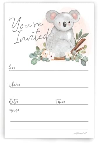 Покани с коалами в пликове (общо 20 броя) - Сладки покани за участие в детски празник или рожден Ден Коали