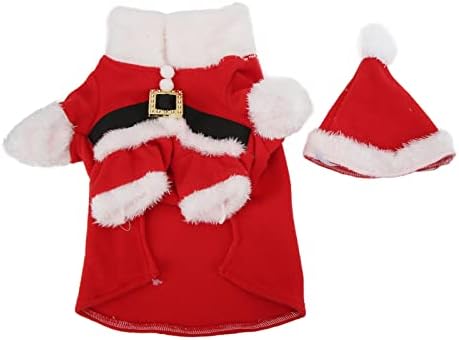 Костюм на Куче Зимни Блузи, с Шапки на Дядо Коледа Мек Удобен Коледен Костюм за Домашни Котки и Кучета (XL)