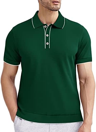 Мъжки Трикотажни Ризи Поло ALTAIREGA, Памучен Ежедневни Риза Поло с Къс Ръкав, Реколта Ризи с яка и 3 Копчета