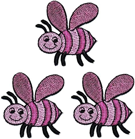 Kleenplus 3 бр.. Лилава малка пчела, бродирана нашивка от плат, стикер с изображение, за деца, ютия, пришивной сувенир,