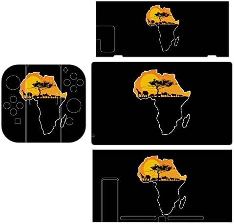 Африкански Животни На картата На Африка Стикер на Ключ, С Красив Дизайн Цялостна Защита на кожата за Nintendo Превключвател